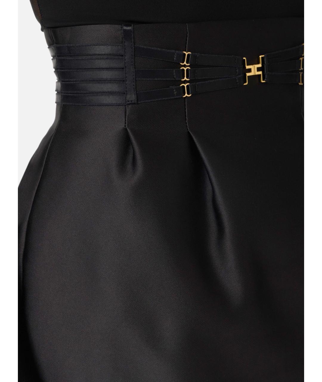 ELISABETTA FRANCHI Черная полиэстеровая юбка мини, фото 3