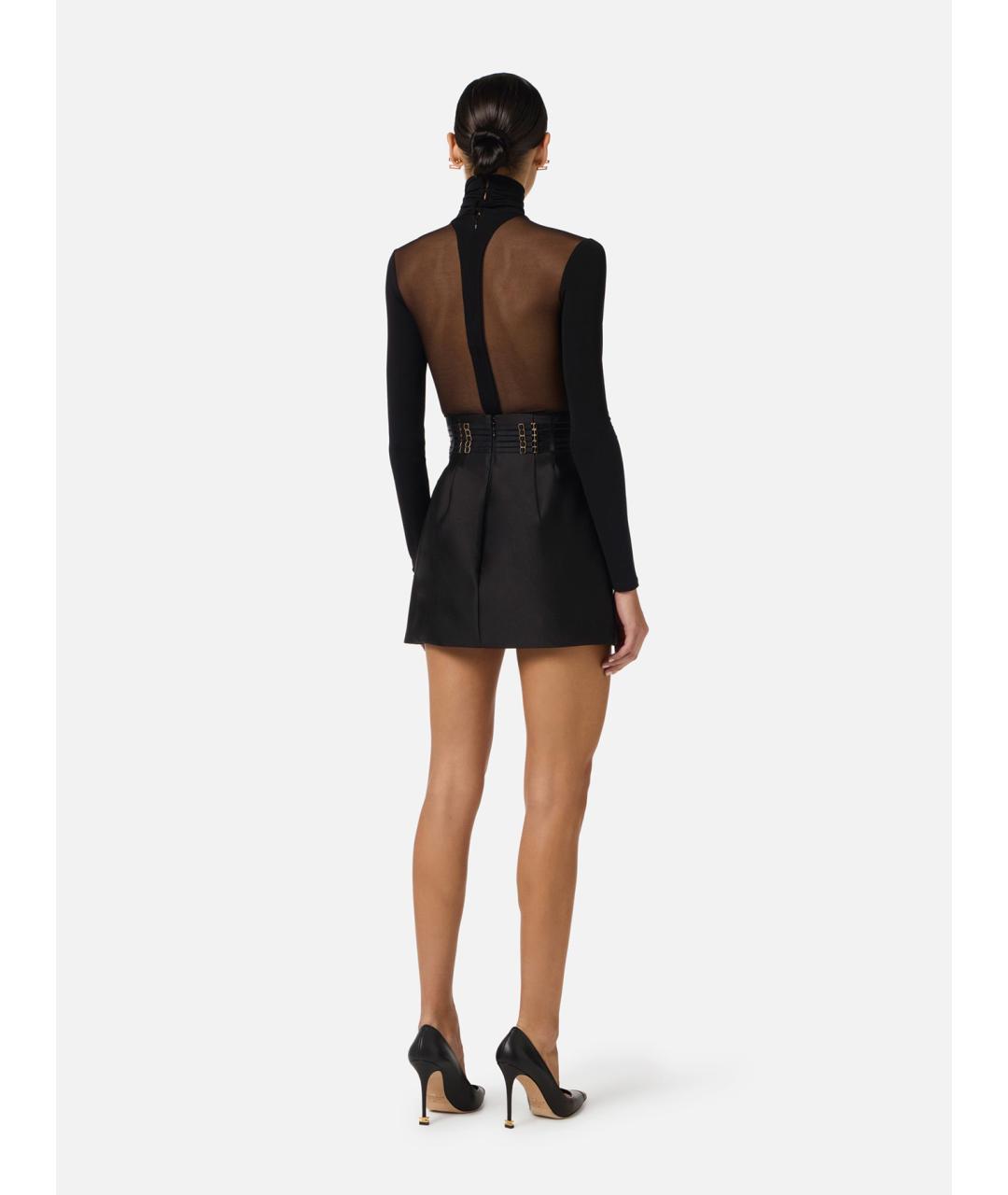 ELISABETTA FRANCHI Черная полиэстеровая юбка мини, фото 4