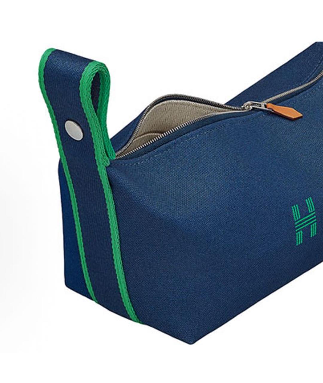 HERMES Темно-синяя деним сумка с короткими ручками, фото 4