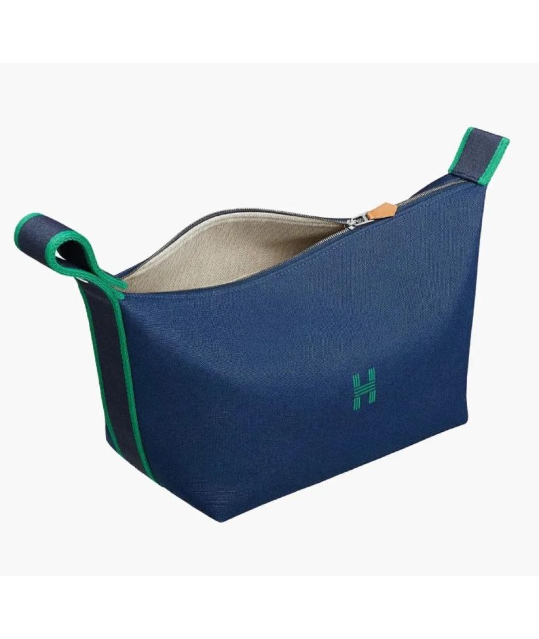 HERMES Темно-синяя деним сумка с короткими ручками, фото 2