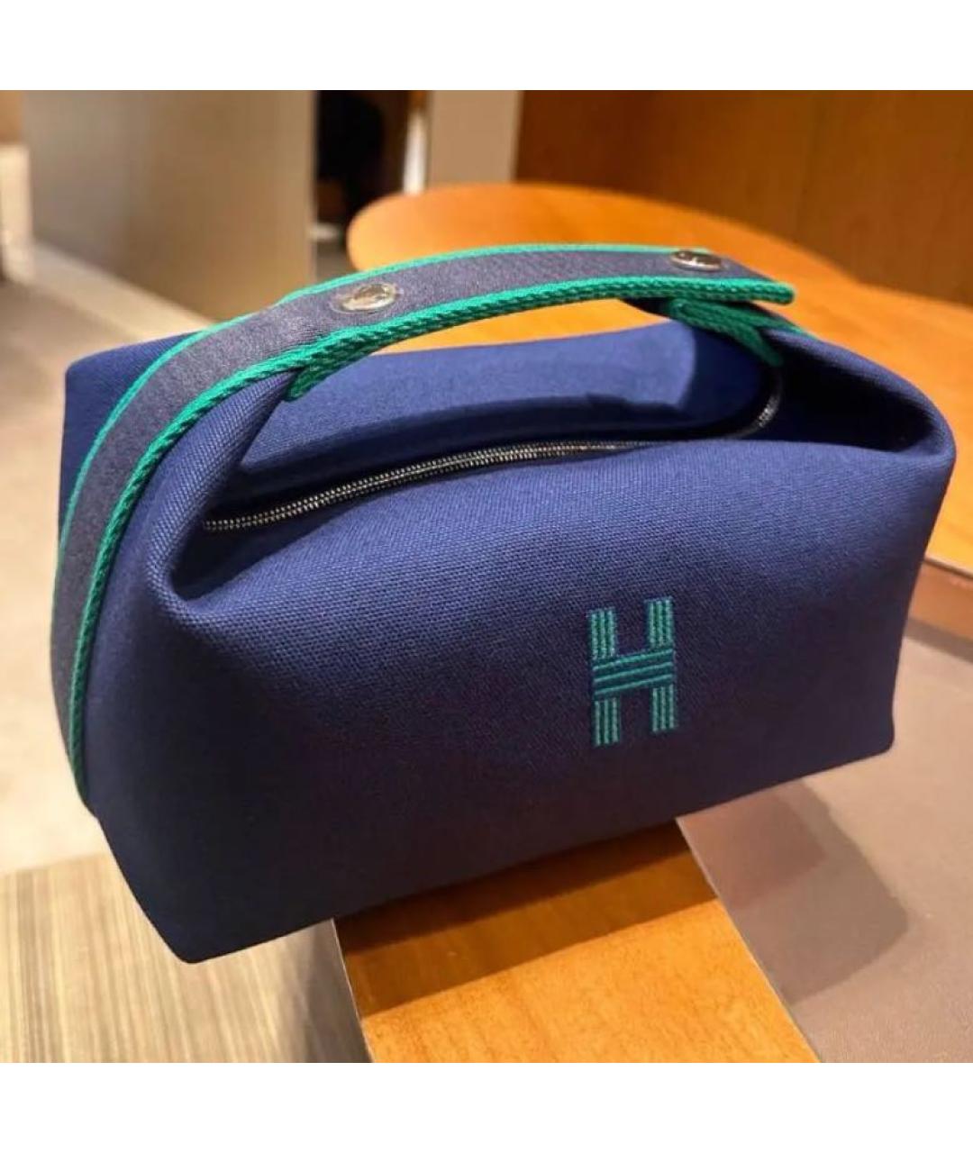 HERMES Темно-синяя деним сумка с короткими ручками, фото 3