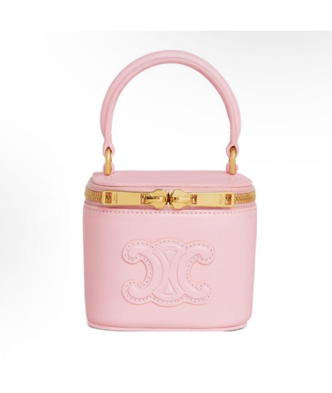 CELINE Розовая кожаная сумка через плечо, фото 2