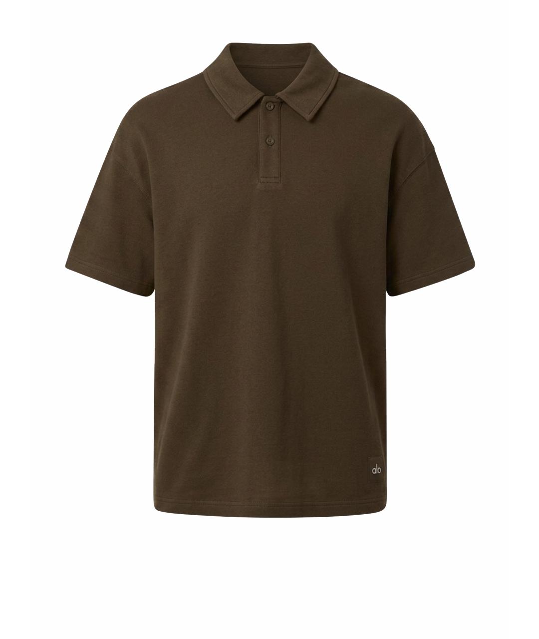 ALO YOGA Коричневое поло с коротким рукавом, фото 1