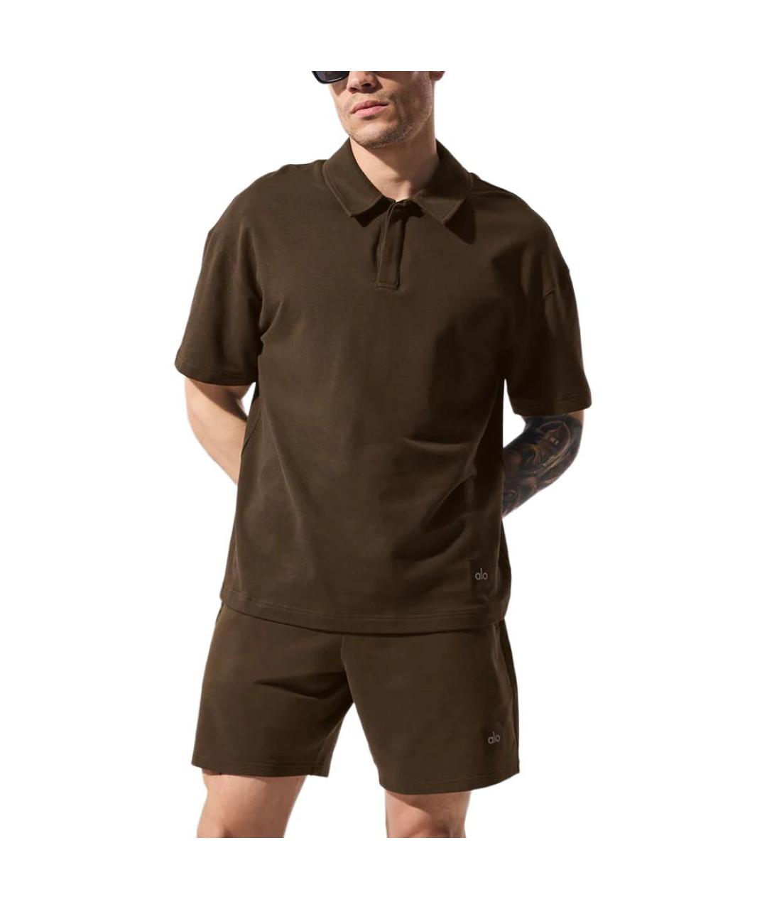 ALO YOGA Коричневое поло с коротким рукавом, фото 4