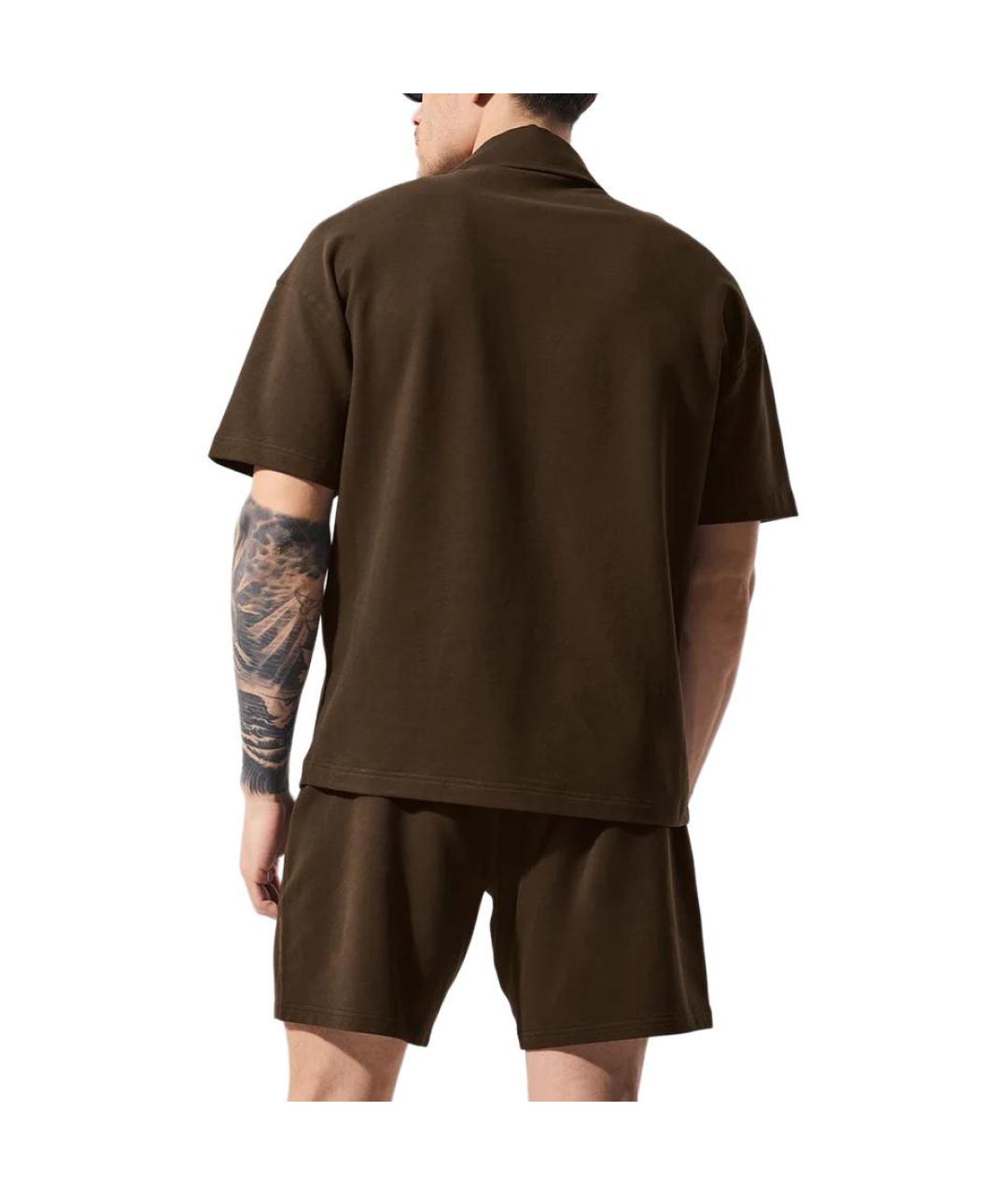 ALO YOGA Коричневое поло с коротким рукавом, фото 2