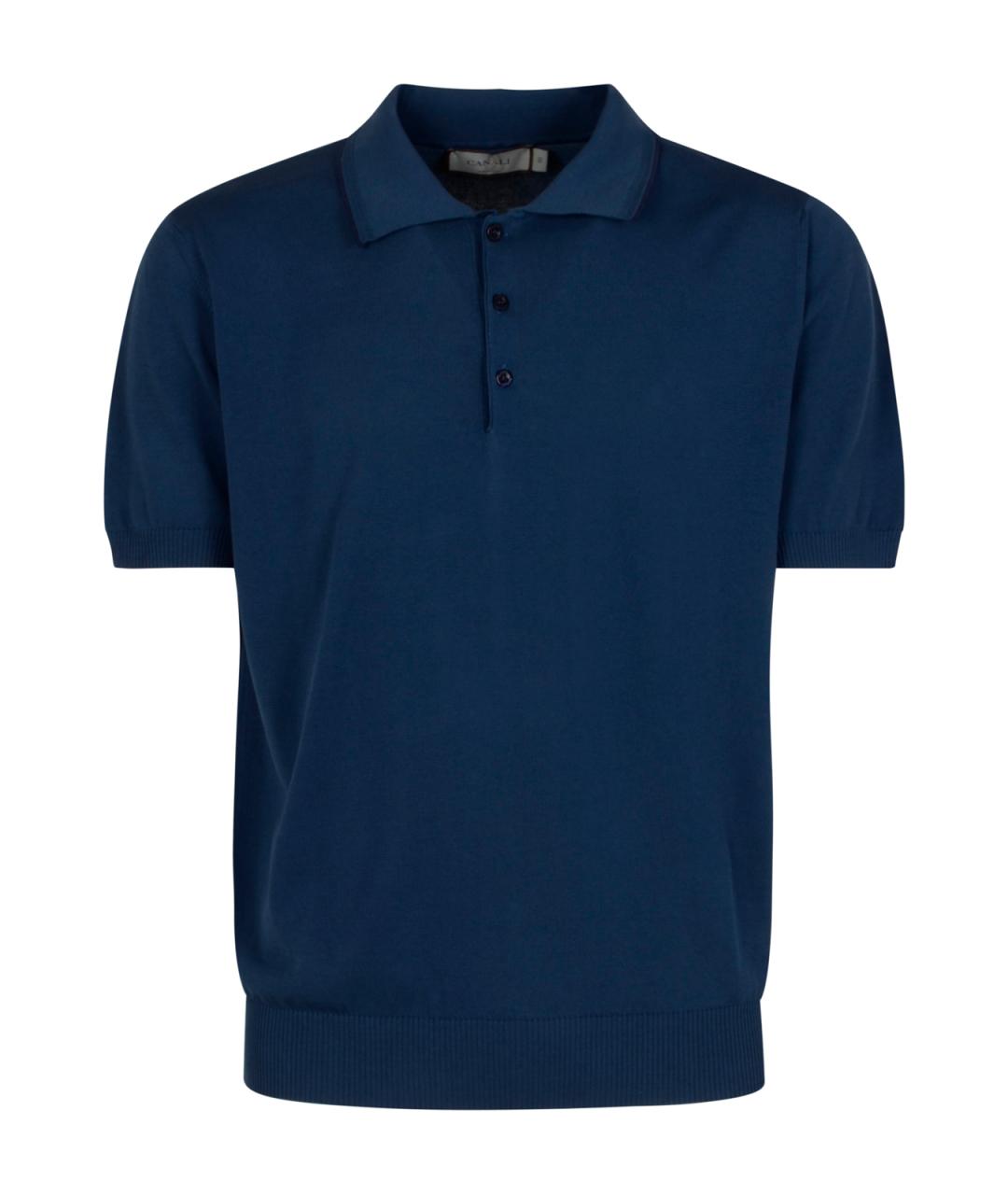 CANALI Синее хлопковое поло с коротким рукавом, фото 1
