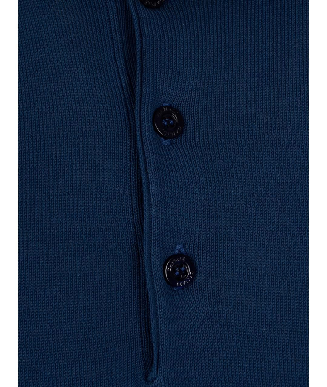 CANALI Синее хлопковое поло с коротким рукавом, фото 3