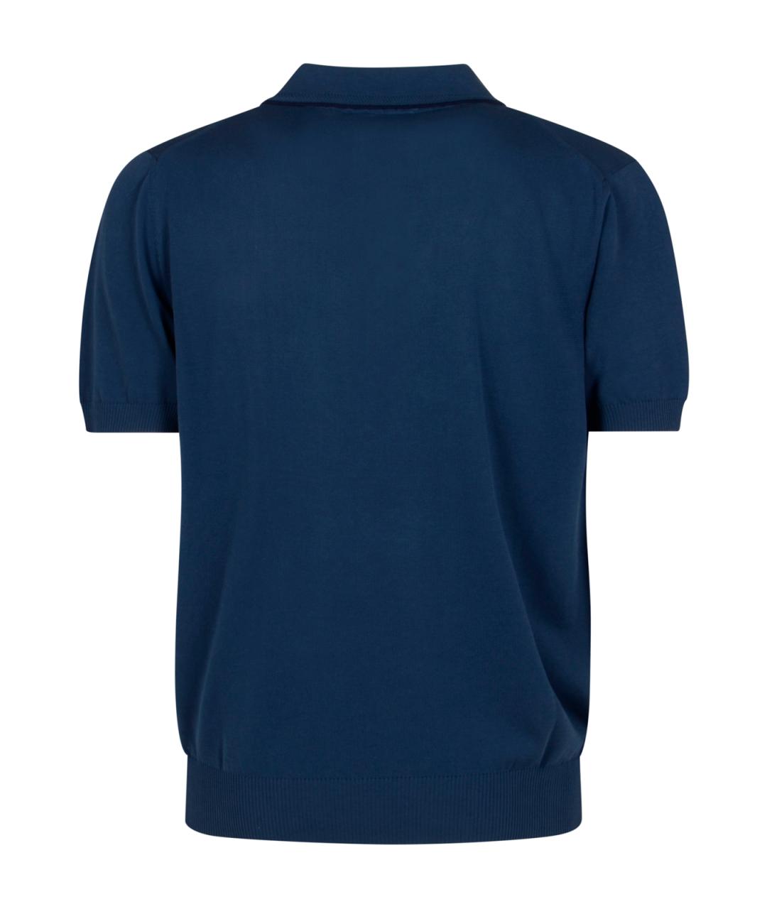 CANALI Синее хлопковое поло с коротким рукавом, фото 2
