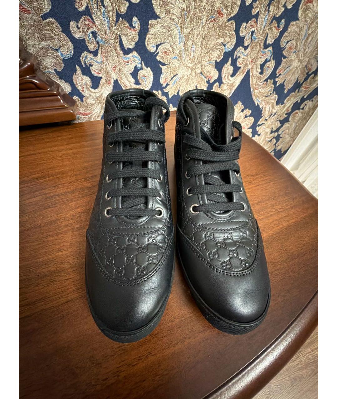 GUCCI Черные кожаные кеды, фото 2