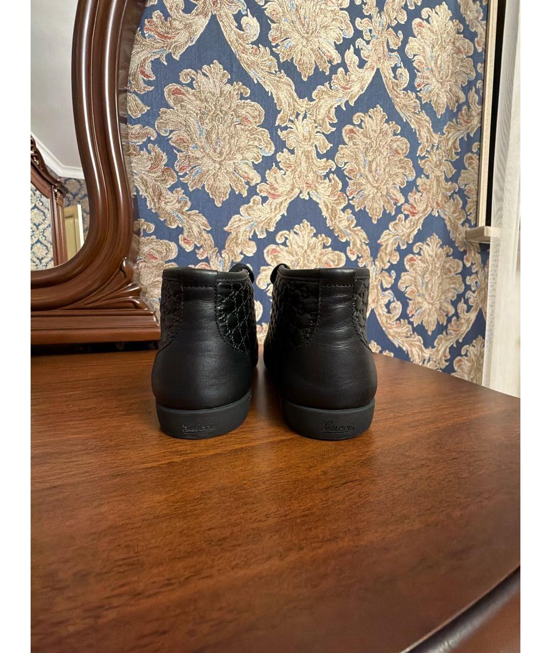 GUCCI Черные кожаные кеды, фото 4