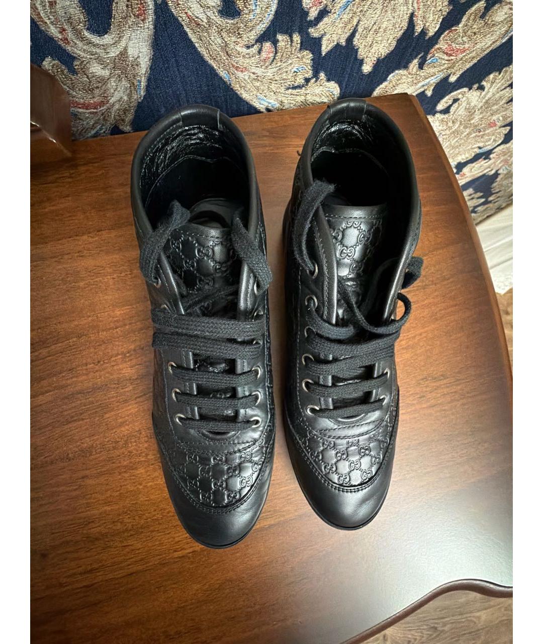 GUCCI Черные кожаные кеды, фото 3