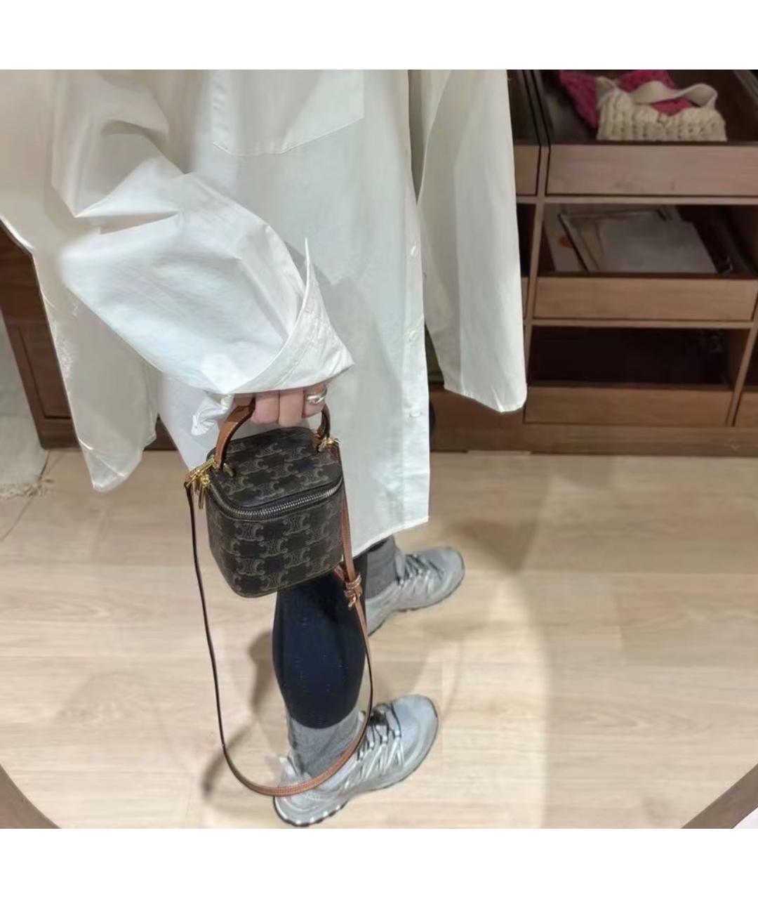 CELINE Коричневая кожаная сумка через плечо, фото 4