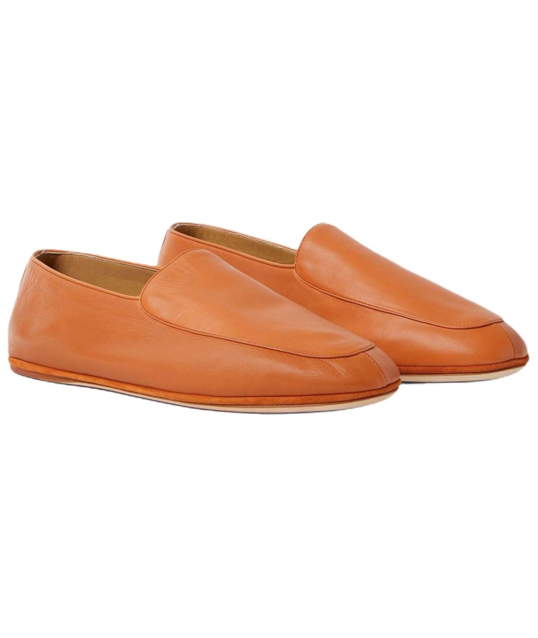 LORO PIANA Оранжевое кожаные туфли, фото 3