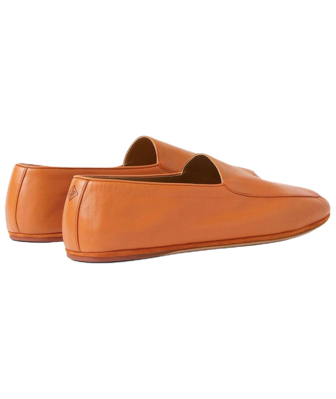 LORO PIANA Оранжевое кожаные туфли, фото 4