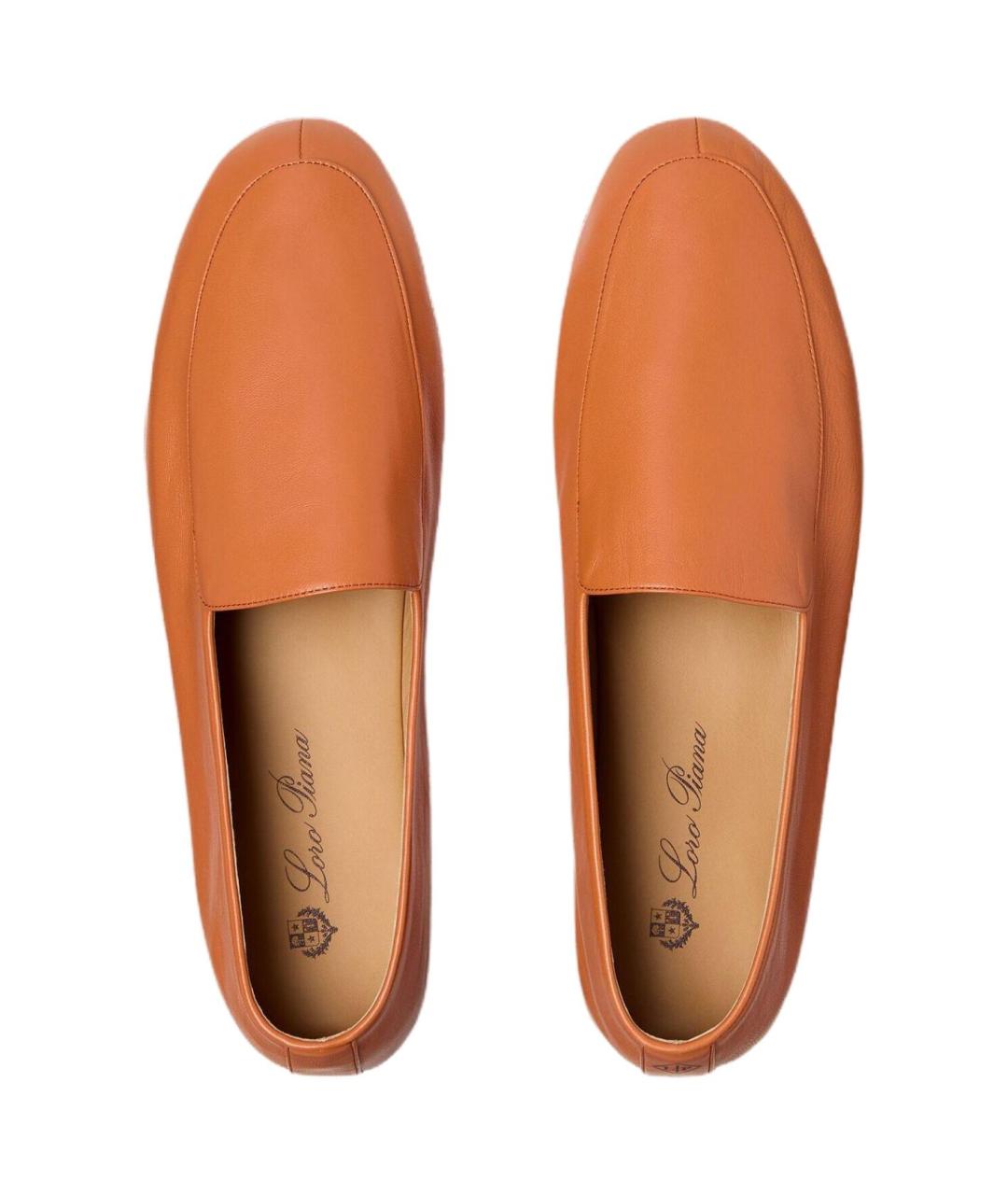 LORO PIANA Оранжевое кожаные туфли, фото 5