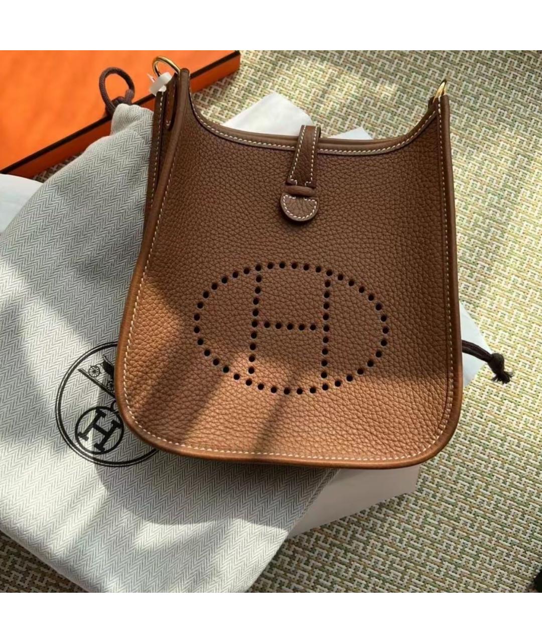 HERMES Коричневая кожаная сумка через плечо, фото 4