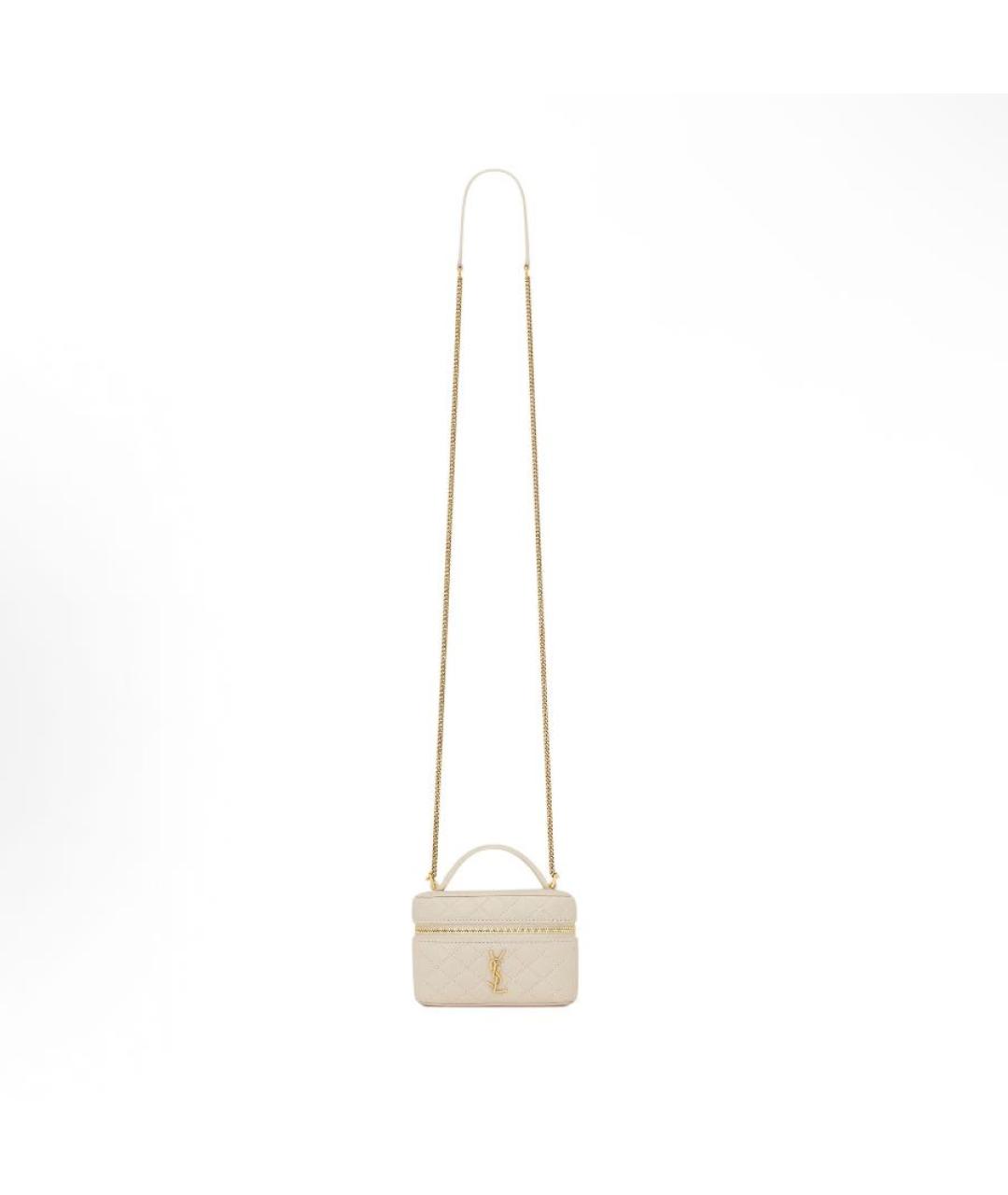 SAINT LAURENT Белая кожаная сумка через плечо, фото 2