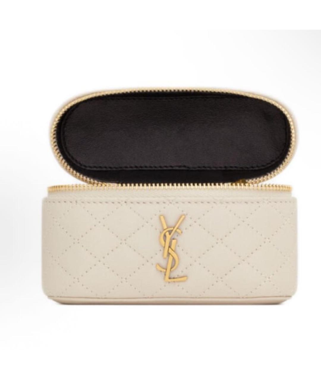 SAINT LAURENT Белая кожаная сумка через плечо, фото 3