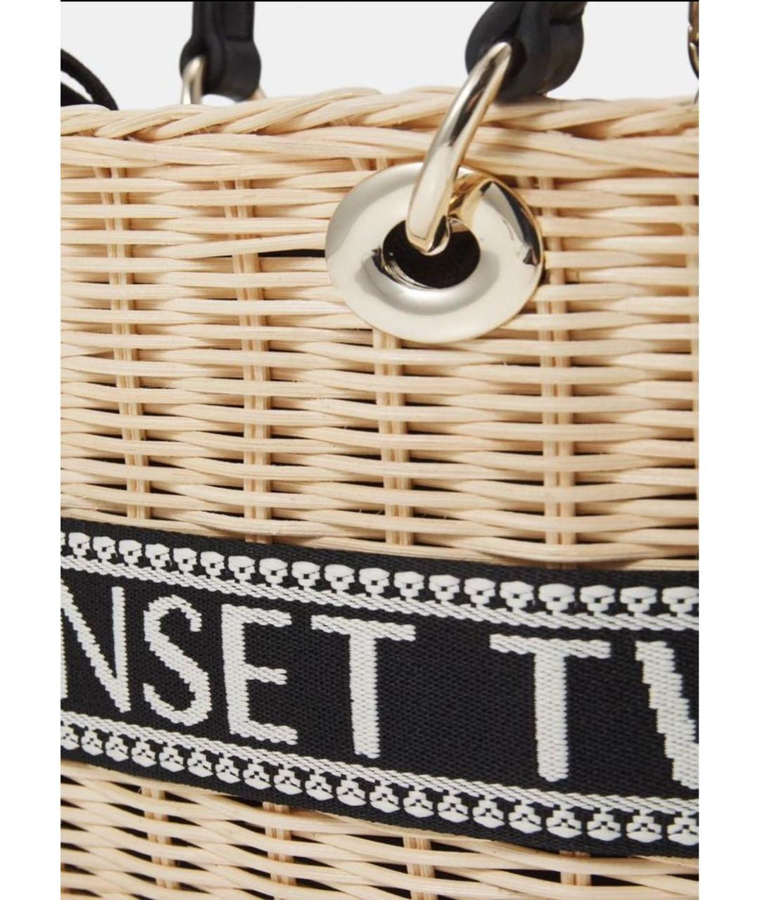 TWIN-SET Бежевая пелетеная сумка с короткими ручками, фото 6