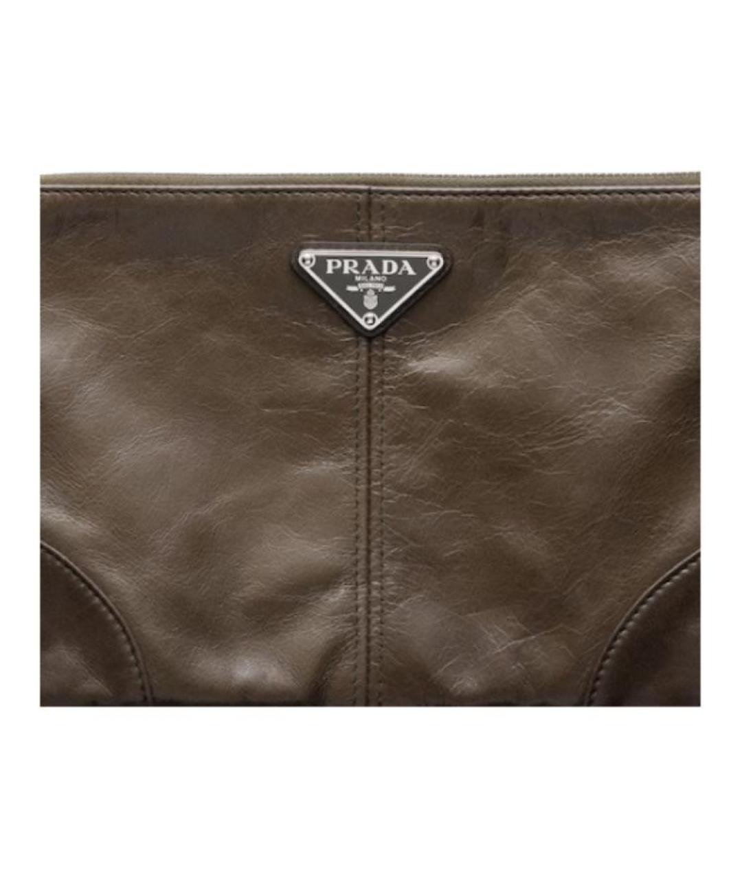 PRADA Хаки кожаная папка для документов, фото 4