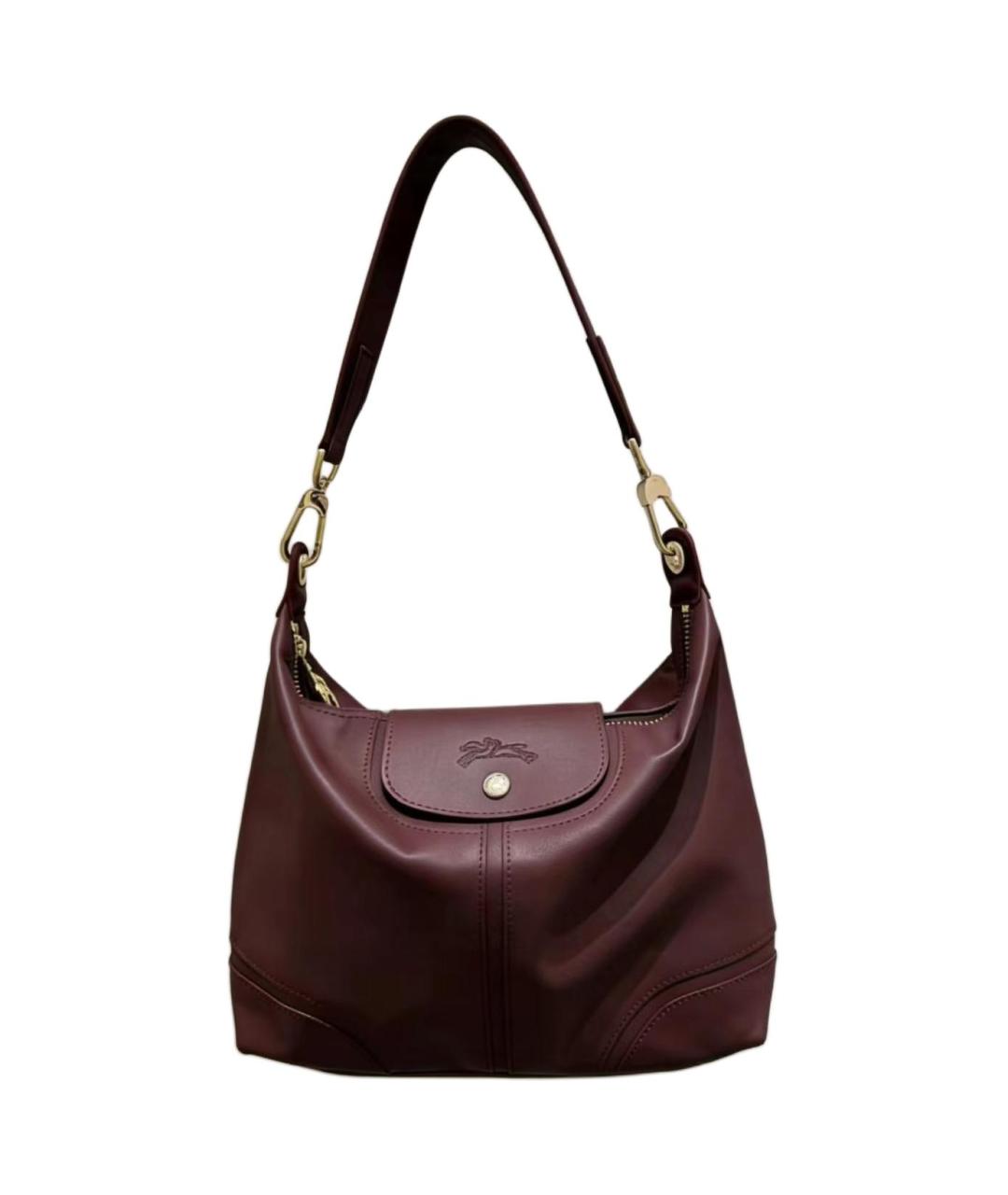 LONGCHAMP Бордовая кожаная сумка через плечо, фото 1
