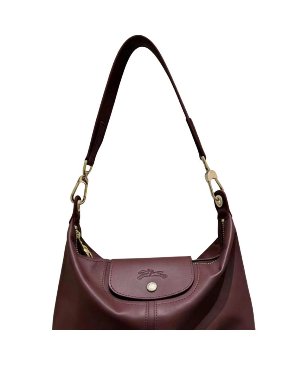 LONGCHAMP Бордовая кожаная сумка через плечо, фото 3