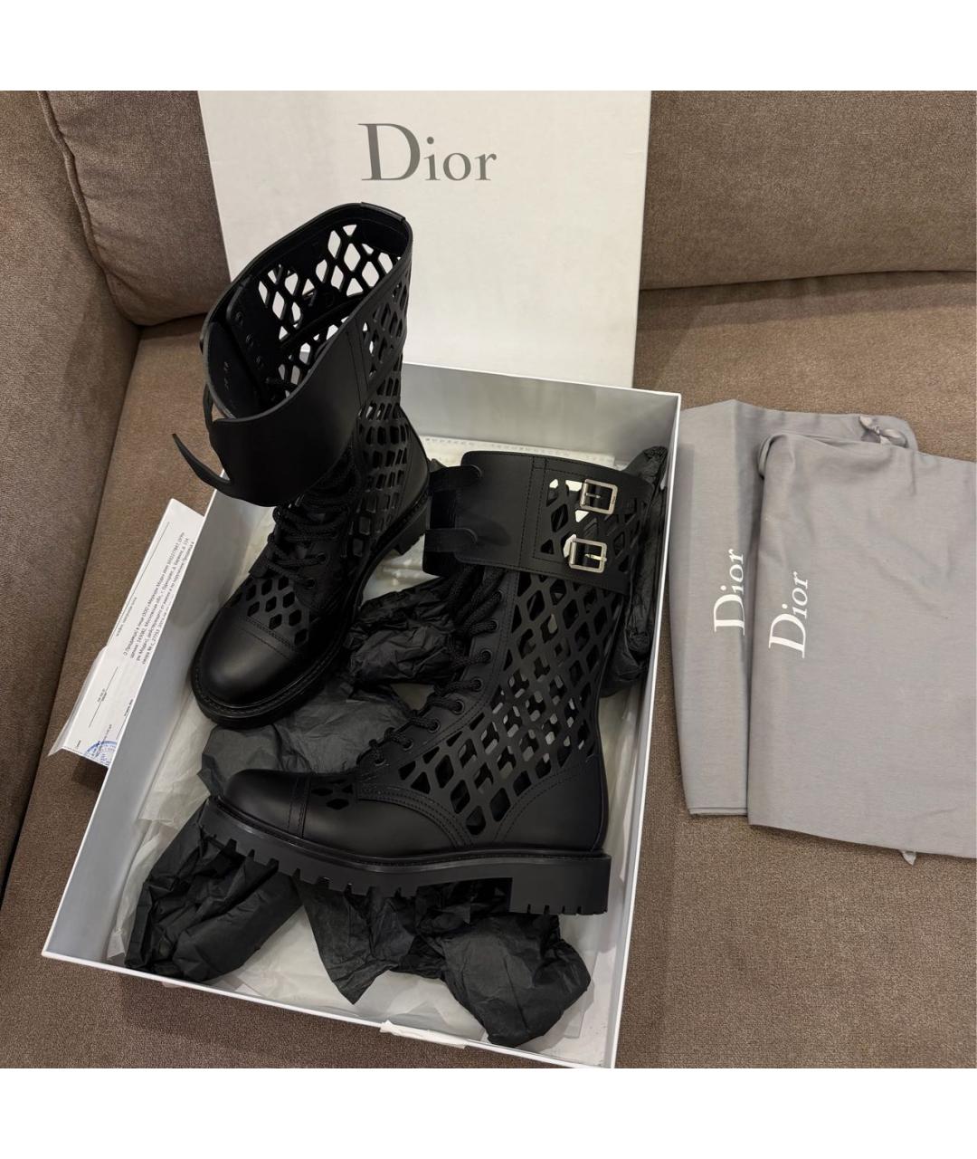 CHRISTIAN DIOR Черные кожаные ботинки, фото 5
