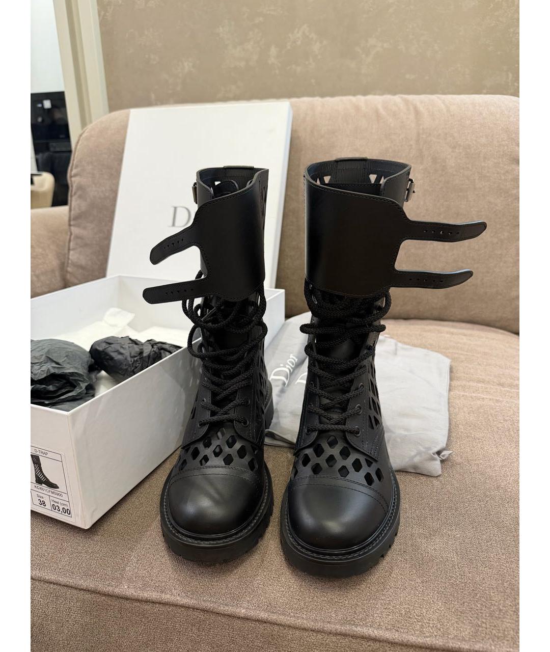CHRISTIAN DIOR Черные кожаные ботинки, фото 2