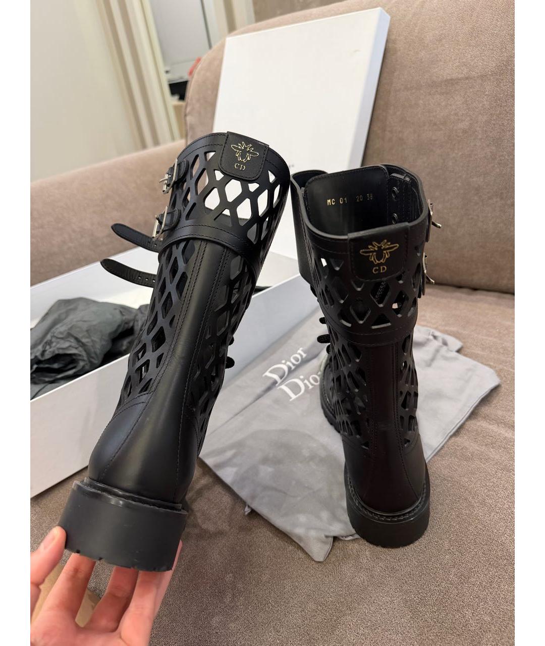 CHRISTIAN DIOR Черные кожаные ботинки, фото 4