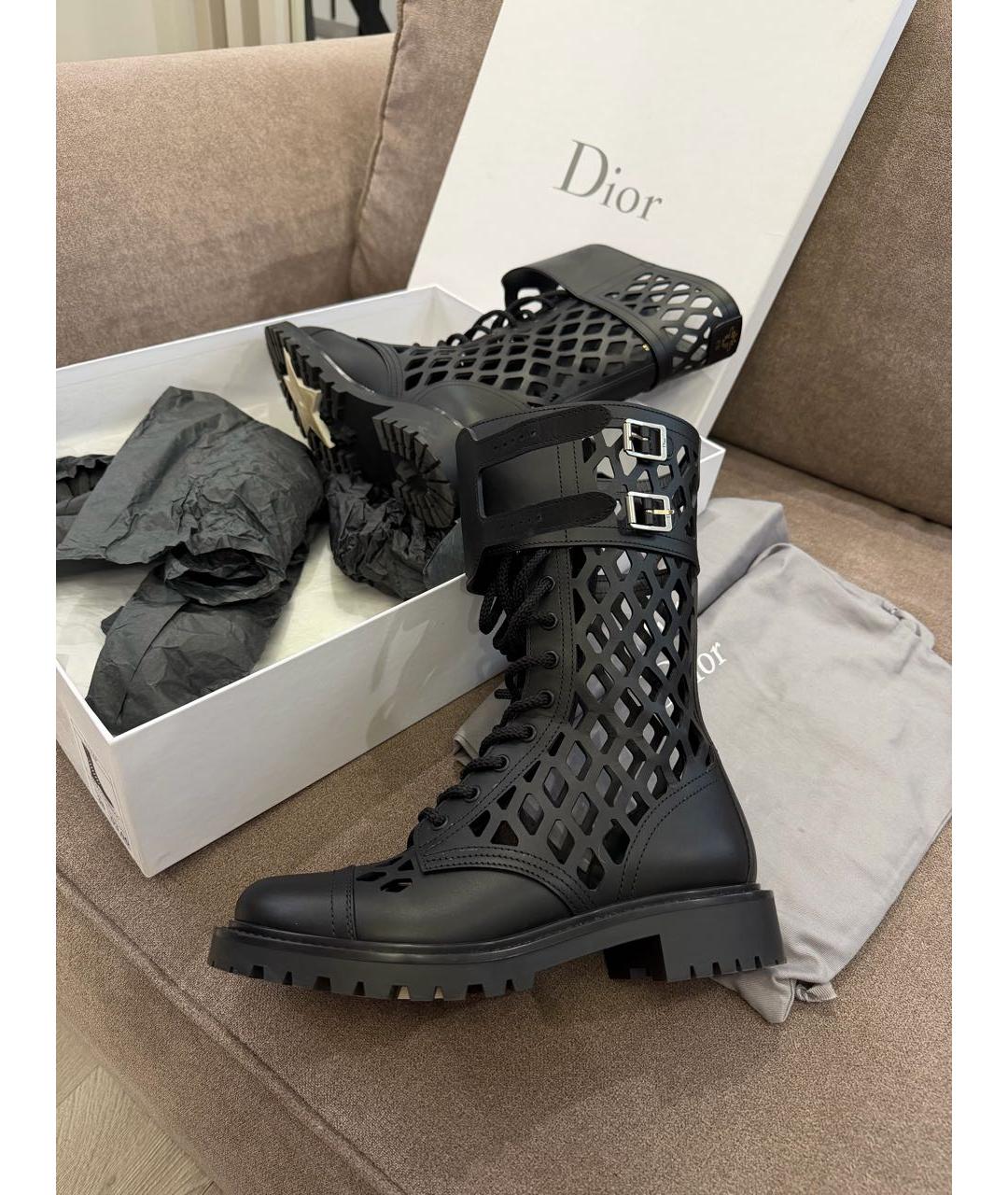 CHRISTIAN DIOR Черные кожаные ботинки, фото 6