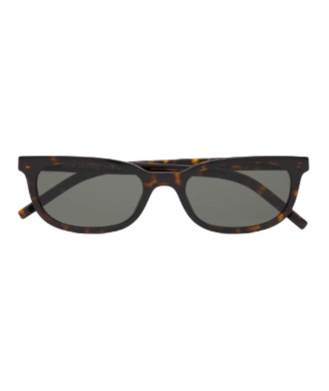 SAINT LAURENT Коричневые пластиковые солнцезащитные очки, фото 2