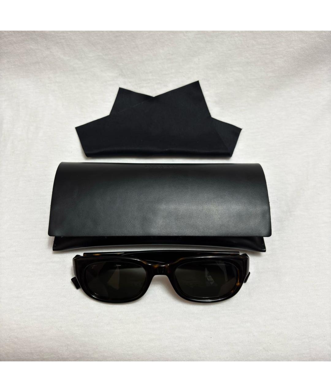 SAINT LAURENT Коричневые пластиковые солнцезащитные очки, фото 5