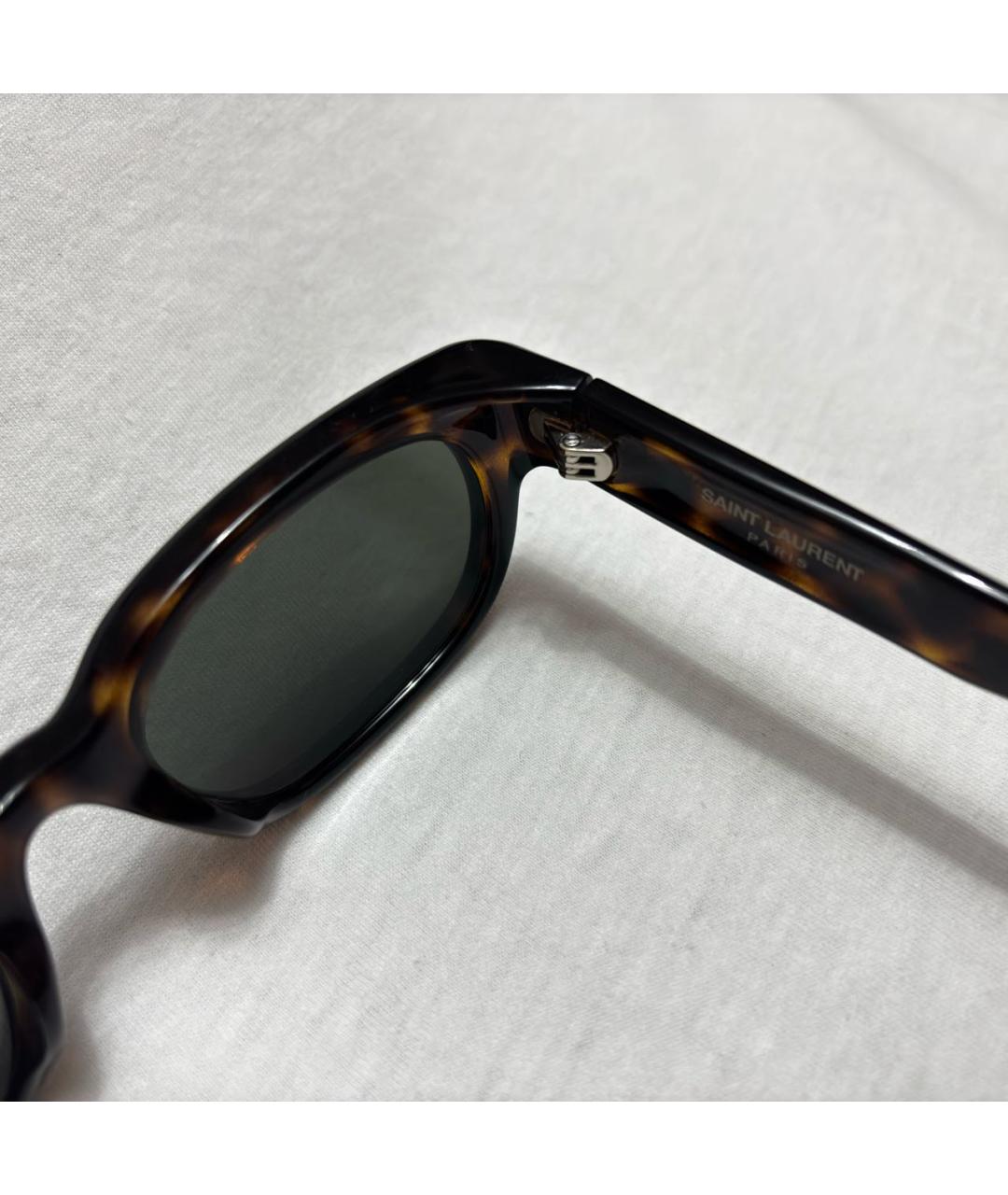 SAINT LAURENT Коричневые пластиковые солнцезащитные очки, фото 2