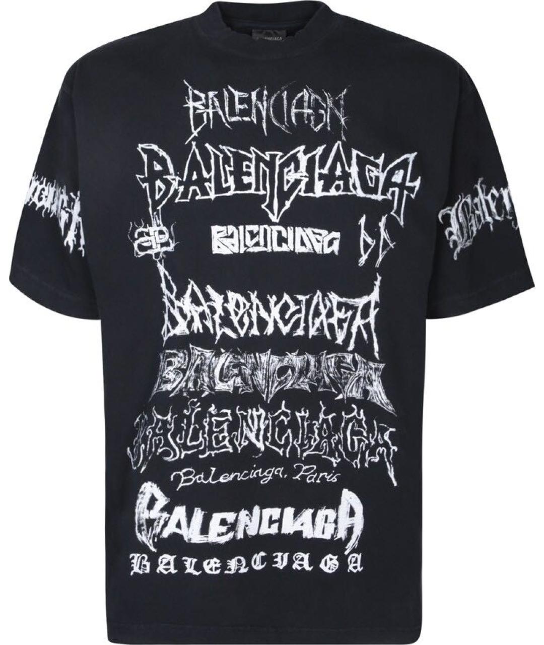 BALENCIAGA Черная хлопковая футболка, фото 9