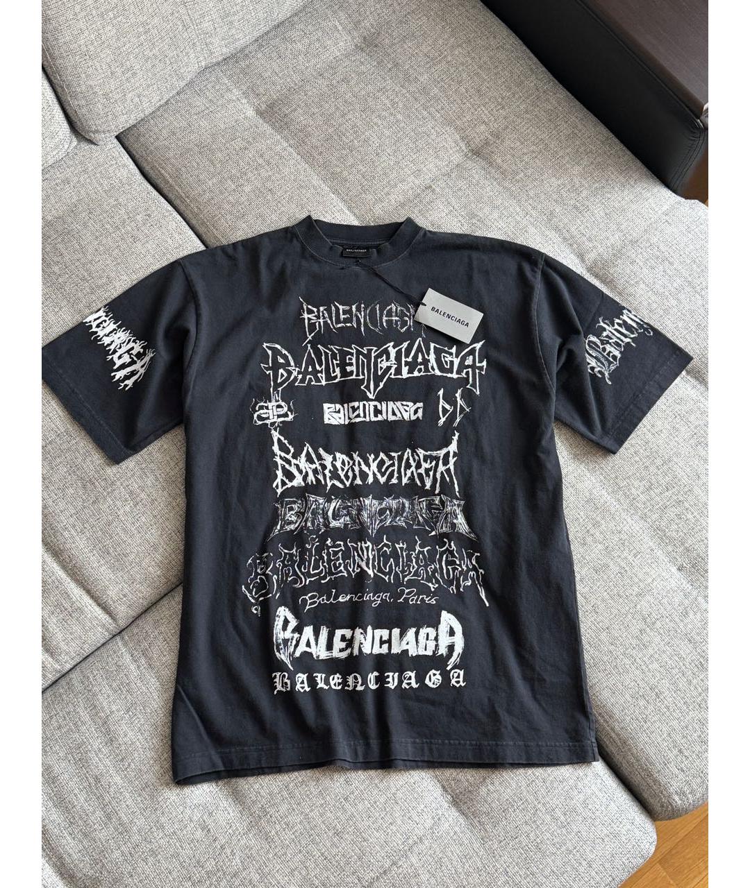 BALENCIAGA Черная хлопковая футболка, фото 3