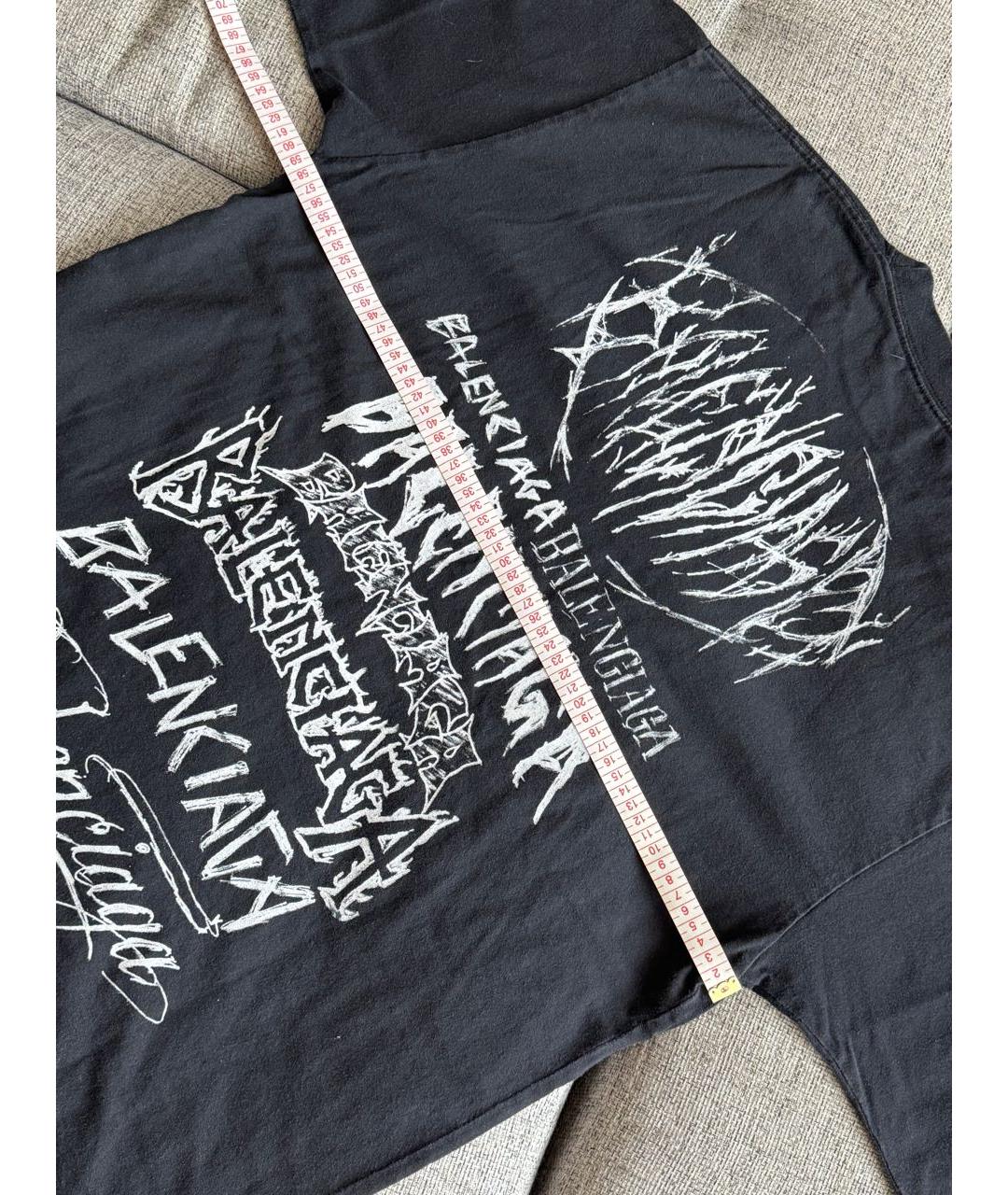 BALENCIAGA Черная хлопковая футболка, фото 7