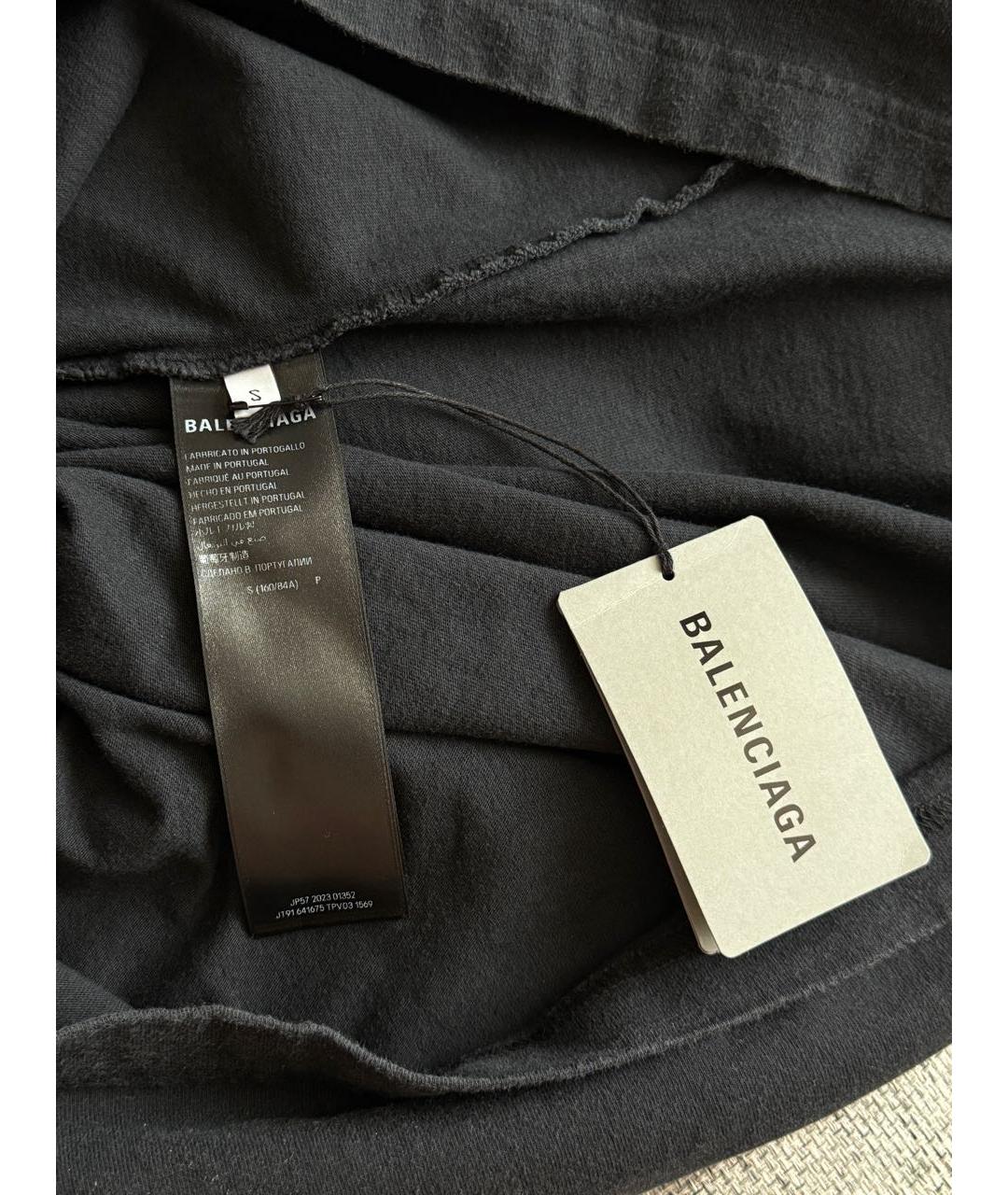 BALENCIAGA Черная хлопковая футболка, фото 6