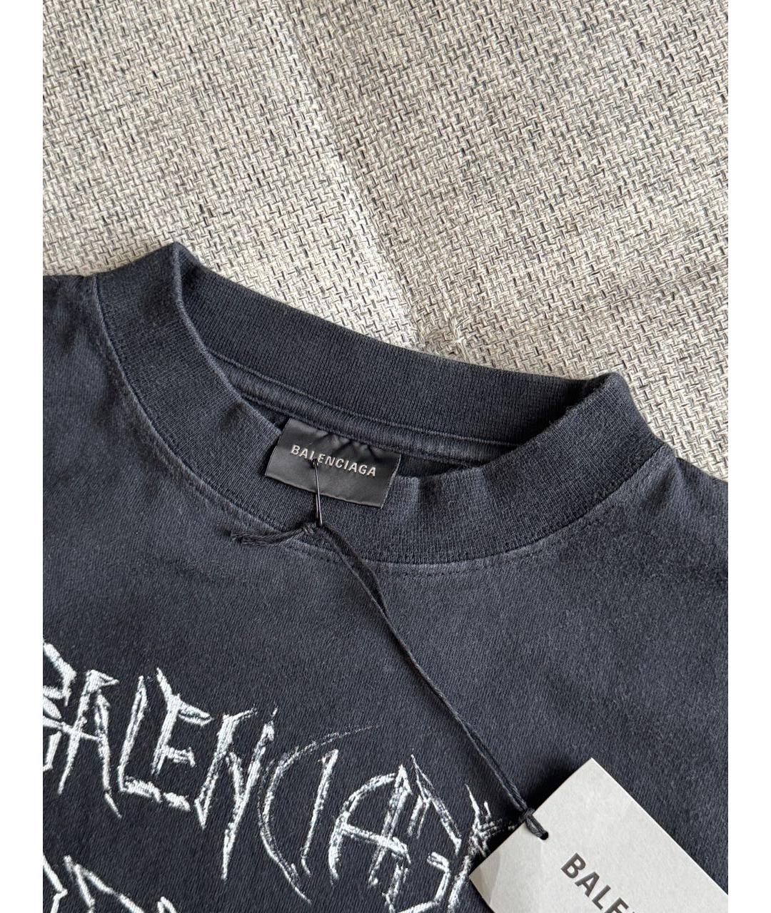 BALENCIAGA Черная хлопковая футболка, фото 5