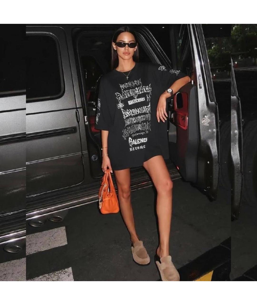 BALENCIAGA Черная хлопковая футболка, фото 2