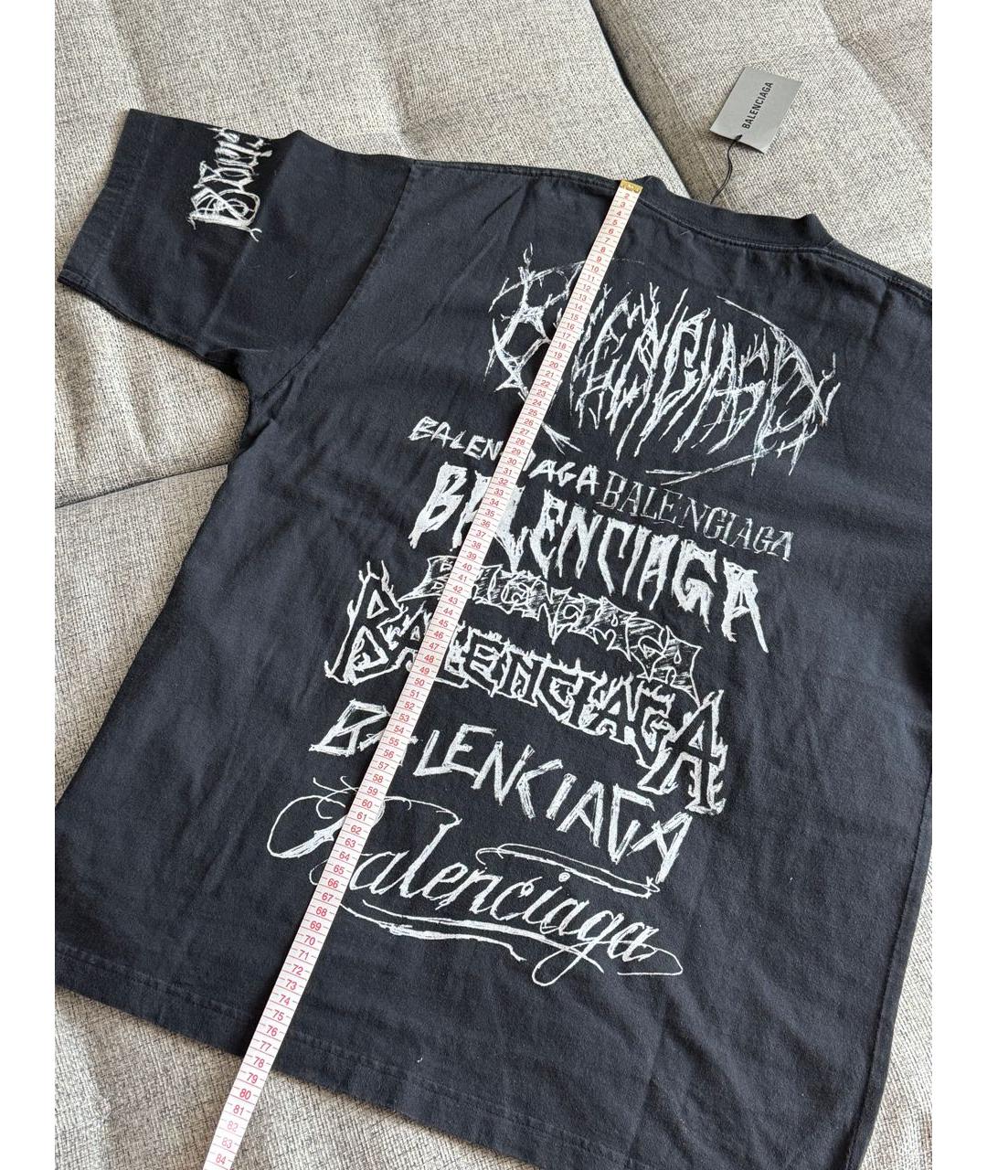 BALENCIAGA Черная хлопковая футболка, фото 8