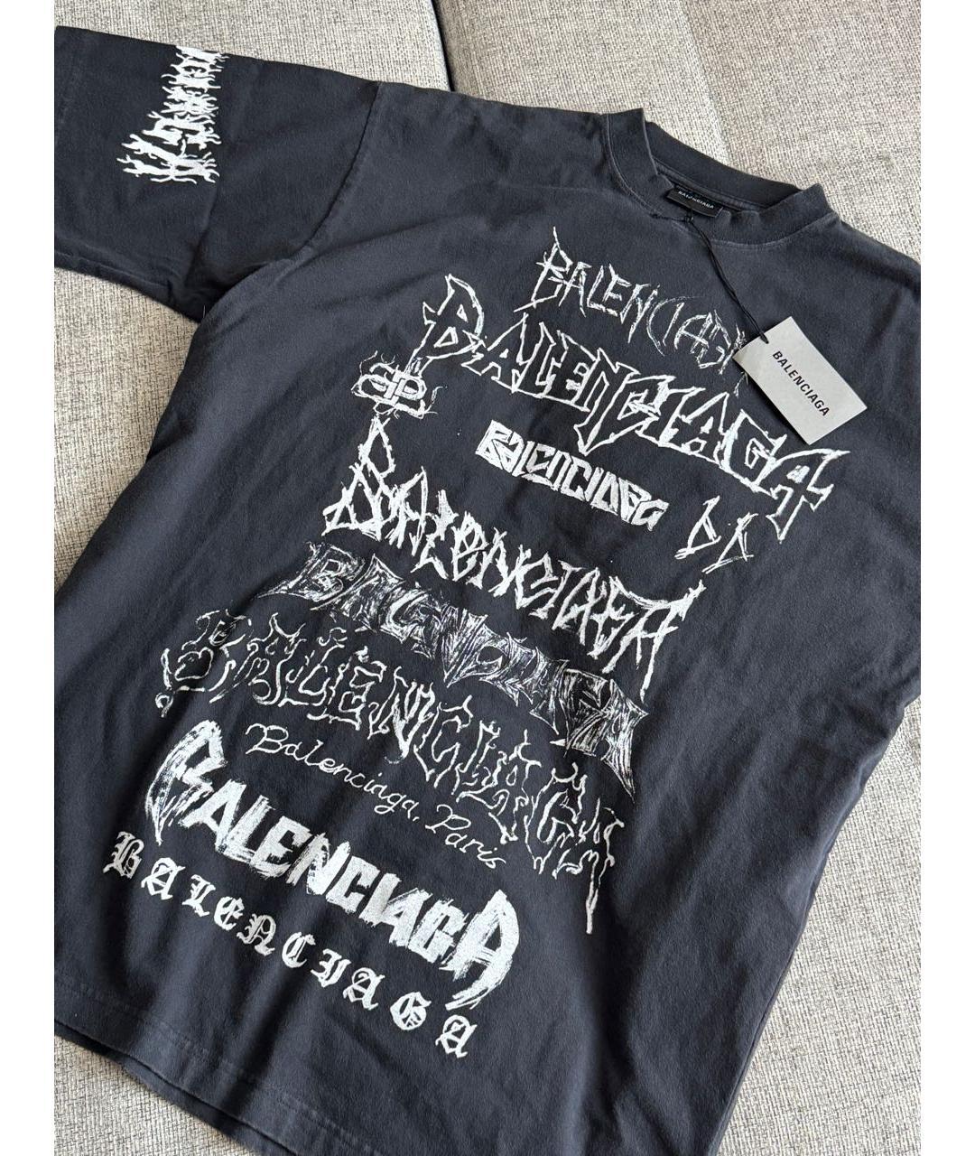 BALENCIAGA Черная хлопковая футболка, фото 4