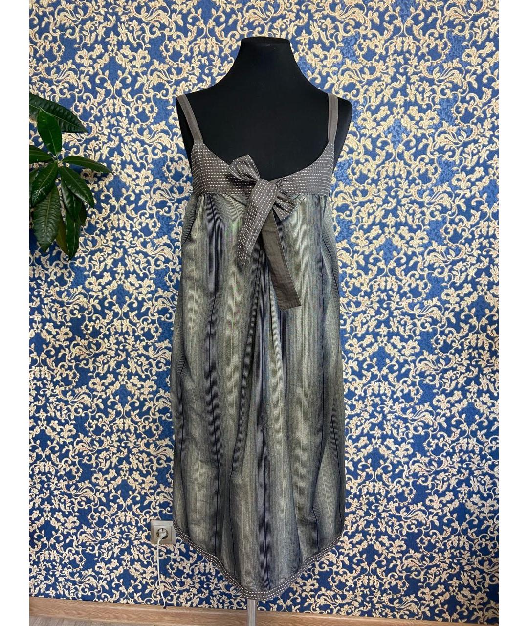 WEEKEND MAX MARA Серый хлопковый сарафан, фото 8