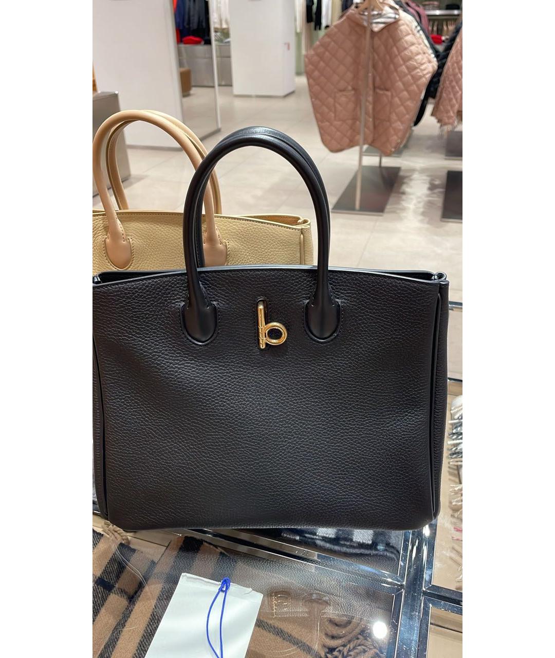 BURBERRY Черная кожаная сумка с короткими ручками, фото 3