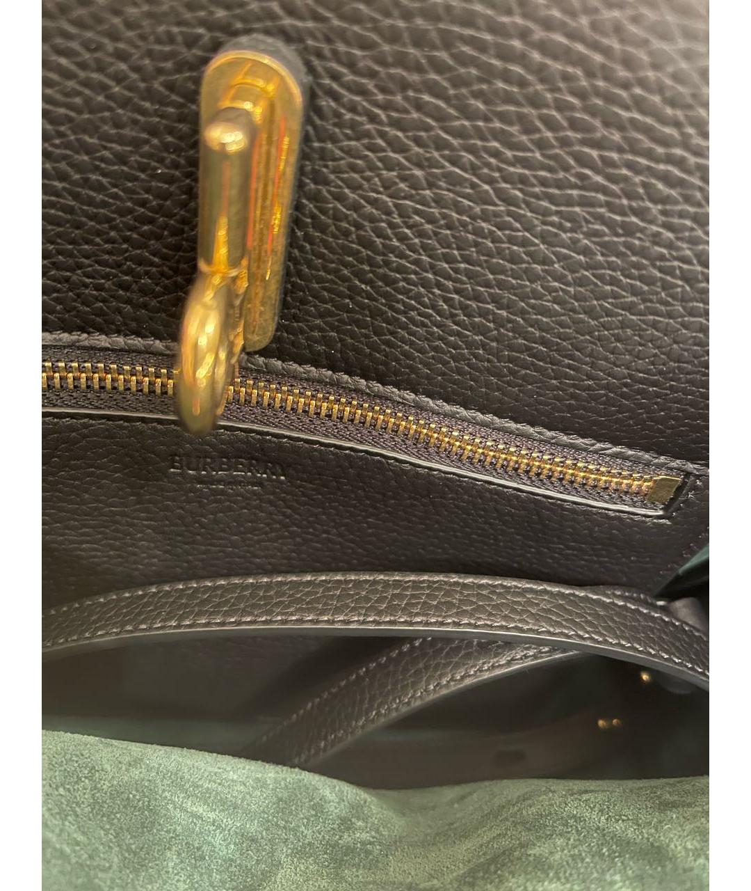 BURBERRY Черная кожаная сумка с короткими ручками, фото 8