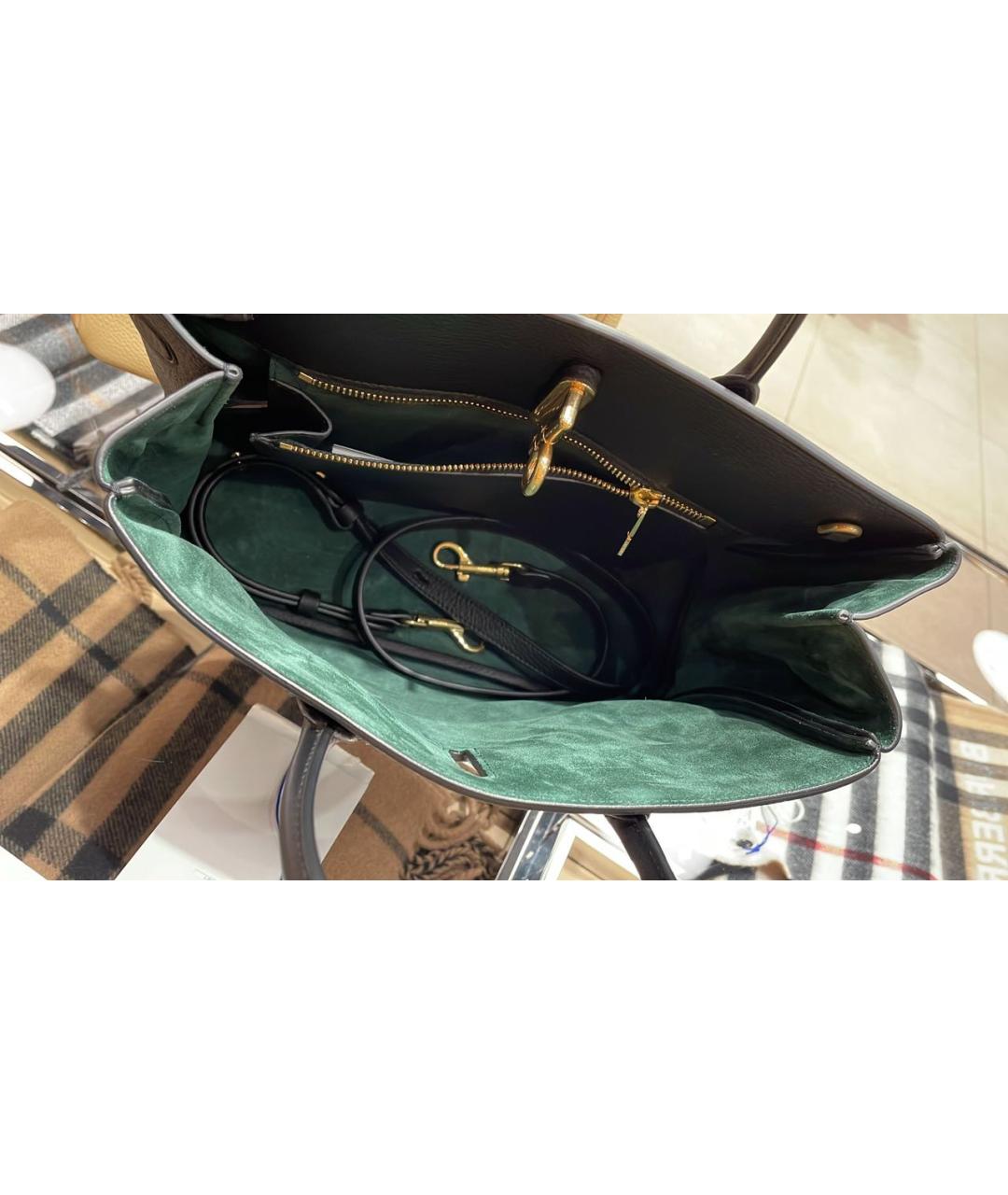 BURBERRY Черная кожаная сумка с короткими ручками, фото 5