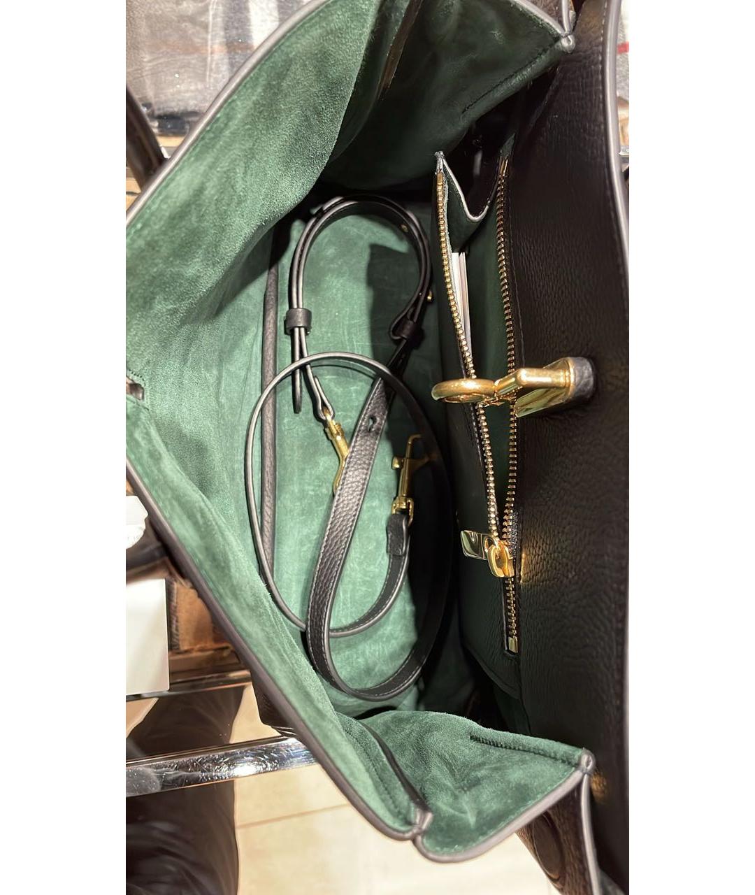 BURBERRY Черная кожаная сумка с короткими ручками, фото 4