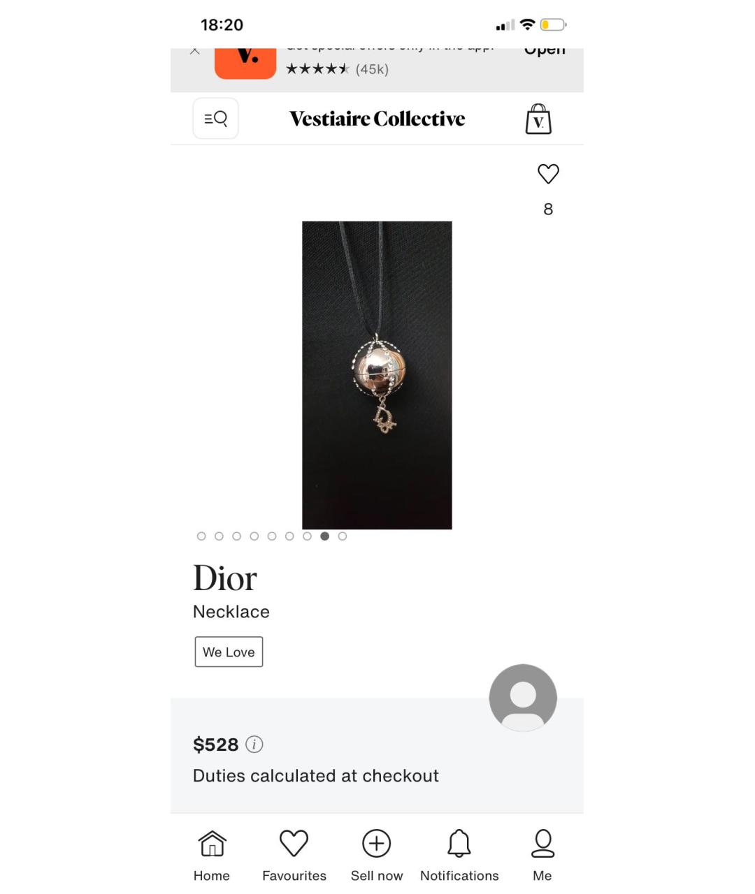 CHRISTIAN DIOR Серебрянный брелок, фото 7