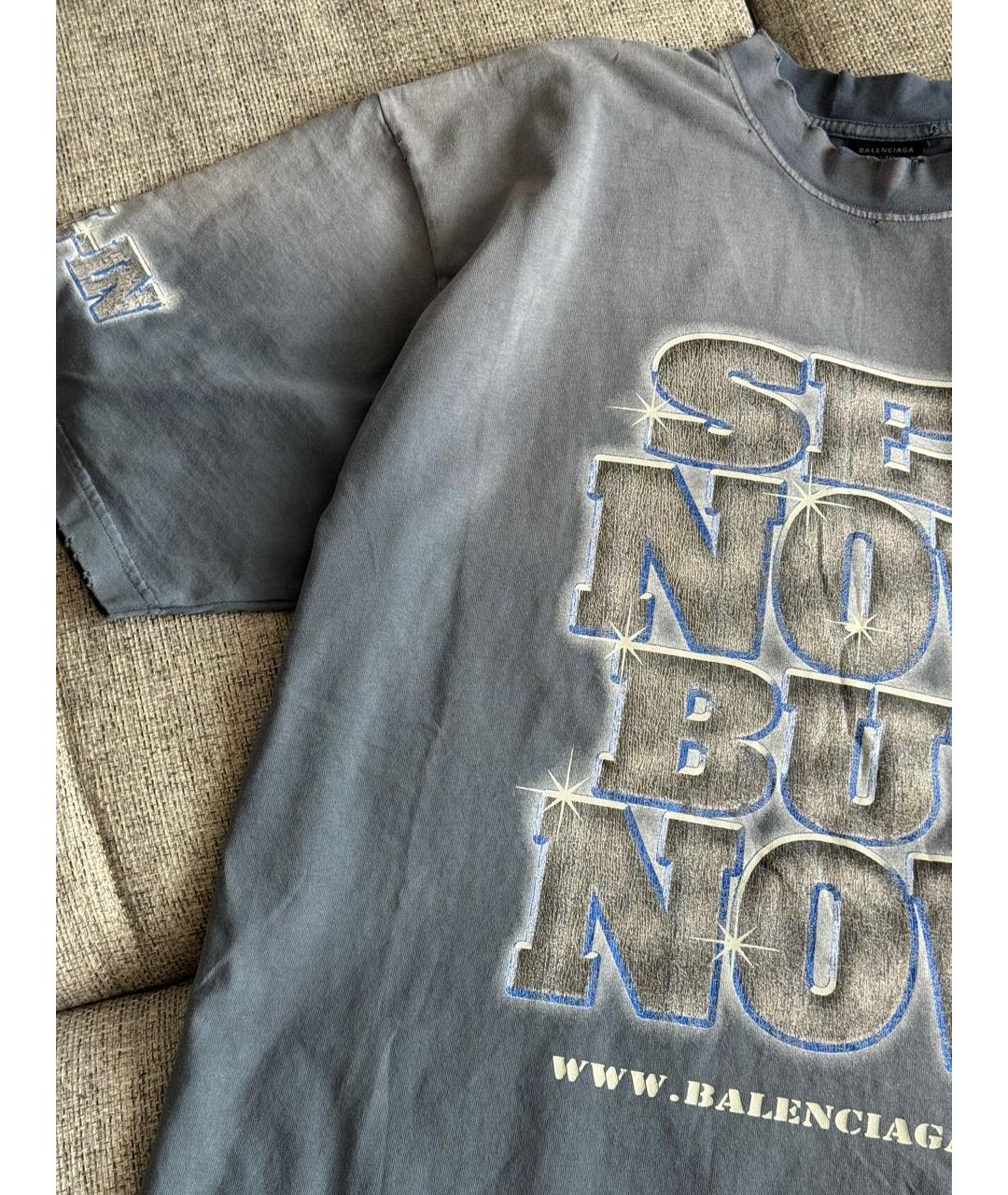 BALENCIAGA Серая хлопковая футболка, фото 7