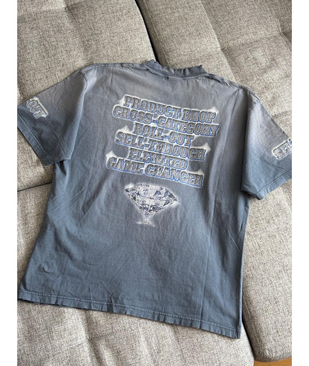 BALENCIAGA Серая хлопковая футболка, фото 4