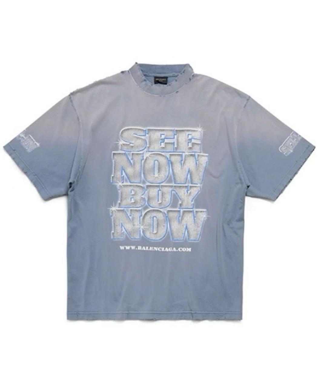 BALENCIAGA Серая хлопковая футболка, фото 9